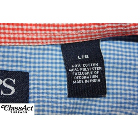 Chaps Ralph Lauren Multi Color Checked Patchwork Button-Down Shirt Sz L - Picture 9 of 9